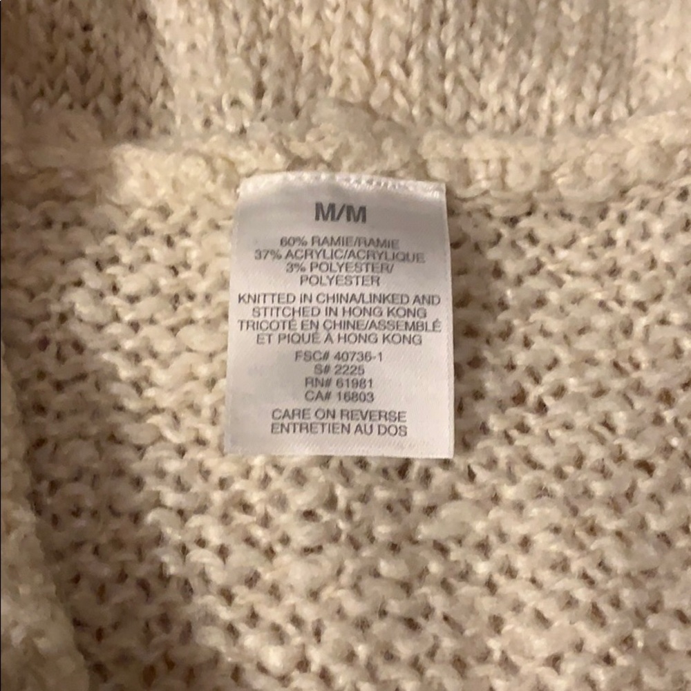 Long Cream Cable Knit Single Button Sweater M - Picture 3 of 5